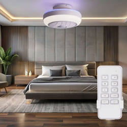 Globo - Ventilateur de plafond avec télécommande plafonnier ventilateur refroidisseur de lumière de salon, métal noir aspect bois, minuterie cct,