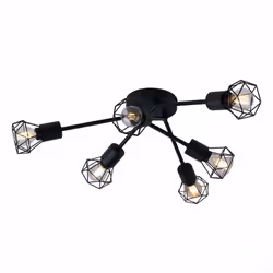 Globo - Plafonnier retro noir salon éclairage cage spot spot lampe 54802S-6