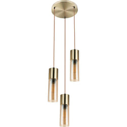Globo - Spot de plafond en laiton, lampe suspendue cylindrique, éclairage de salle à manger, verre ambre 21000-3HM