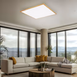 la description Ce plafonnier LED carré et ultra-plat aspect bois (450x450x65mm) s'intègre parfaitement dans toutes les pièces ...