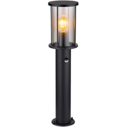 Globo - Lampadaire, éclairage de chemin, lampe de jardin, lampe d'extérieur, métal, noir, verre, fumée, détecteur de mouvement, acier inoxydable, 1x