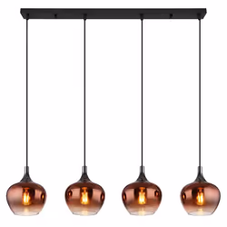 Description La suspension impressionne par son rail droit et ses quatre verres bulbeux suspendus qui constituent un point for ...