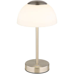 Lampe de table avec variateur tactile LED lampe de chevet à batterie lampe de table lampe de salon, métal nickel verre mat opale, 2,5W 150lm blanc