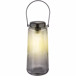 Description Cette lampe solaire décorative séduit par son élégante combinaison de verre transparent et fumé et d'éléments noi ...