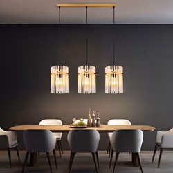 Détails • lampe suspendue métal doré mat • tiges de verre opale • lignes claires • c&;ble PVC noir • LxlxH : 800x200x1400mm • ...