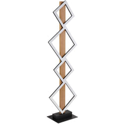 Lampadaire moderne lampe de salon noir lampadaire aspect bois, lampadaire led carrés, métal mat, 1x led 35W 2280lm 3000K, LxlxH 30,7x18x103 cm