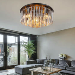 Globo - Plafonnier lampe de salon chambre lumineuse tiges de verre couleur fumée d 50 cm