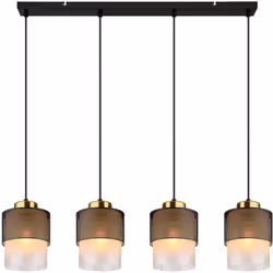 Détails • suspension métal, noir mat • verre, couleur fumée • dégradé clair • métal, couleur laiton • c&;ble textile, noir • ...