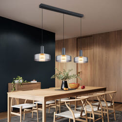 Lampe suspendue plafonnier led salle à manger lumière verre couleur fumée 90cm