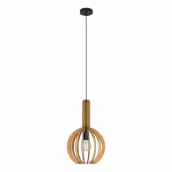 EGLO Pendelleuchte Velasco D 310mm Ahorn/schwarz, 1 ampoule(s), E27, IP20, Noir, Couleur érable