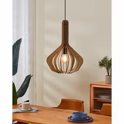 EGLO Velasco éclairage en suspension Support flexible E27 40 W Noir, Bois