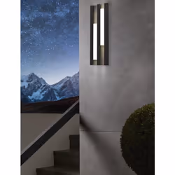 EGLO Fandina, Éclairage mural extérieur, Noir, Plastique, Acier, IP55, Façade, I