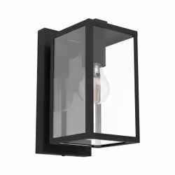 EGLO Budrone, Surface, Rectangle, 1 ampoule(s), E27, IP44, Noir, Transparent