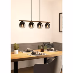 EGLO Filago éclairage en suspension Support flexible E27 40 W Noir, Marron, Transparent