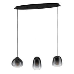 EGLO Pendelleuchte Aguilares 3xE27 Stahl/Glas sw-gr-transp éclairage de plafond E27 40 W