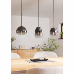 EGLO Pendelleuchte Aguilares 3xE27 Stahl/Glas sw-gr-transp éclairage de plafond E27 40 W