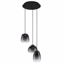 EGLO 900196, 3 ampoule(s), E27, IP20, Noir, Gris, Transparent