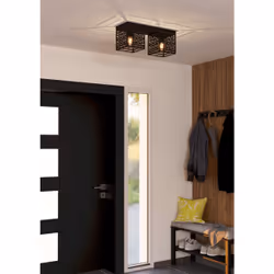 EGLO Deckenleuchte Piedritas 2xE27 schwarz éclairage de plafond E27 40 W