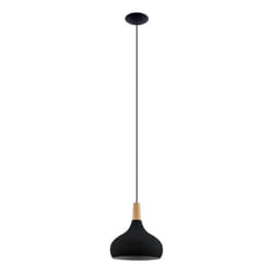 EGLO Pendelleuchte Sabinar 1xE27 D 280mm schwarz/Holz éclairage de plafond E27 40 W