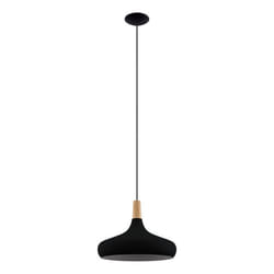 EGLO Pendelleuchte Sabinar 1xE27 D 400mm schwarz/Holz éclairage de plafond E27 40 W