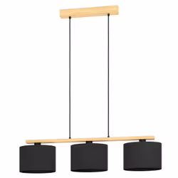 EGLO Pendelleuchte Castralvo 3xE27 Holz/schwarz, 3 ampoule(s), E27, IP20, Noir, Marron