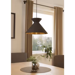 EGLO Nastasia éclairage en suspension Support flexible E27 40 W Noir, Laiton, Cappucino