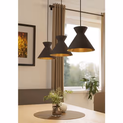 EGLO Nastasia éclairage en suspension Support flexible E27 40 W Noir, Laiton, Cappucino