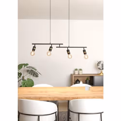 EGLO Lurone éclairage en suspension Support flexible E27 10 W Noir, Laiton