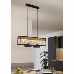 EGLO Libertad 1 éclairage en suspension Support flexible E27 40 W Noir, Marron, Bois