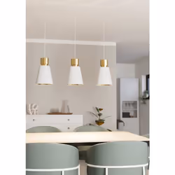 EGLO Aglientina éclairage en suspension Support flexible E27 40 W Laiton, Blanc