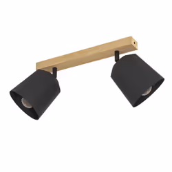 EGLO Deckenleuchte Cotorro 2xE27 schwarz/Holz, 2 ampoule(s), E27, IP20, Noir, Marron