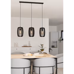 EGLO Pendelleuchte Bajazzara 3xE27 schwarz éclairage de plafond E27 40 W