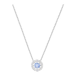 Collier - Swarovski - 5279425 - Métal rhodié - Pendentif cercle - Cristaux blancs et bleus
