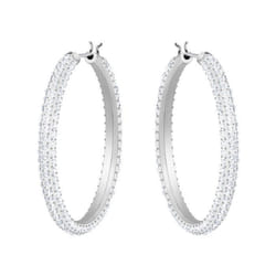 Boucles doreilles - SWAROVSKI - Stone Hoop - Cristal Blanc - Métal Argenté - Créole