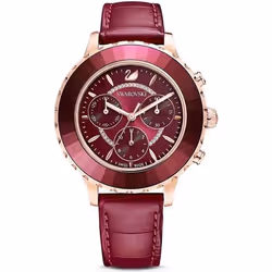 Montre - Swarovski - Octea Lux Chrono - Cuir Rouge - Chronomètre - 39.5 mm