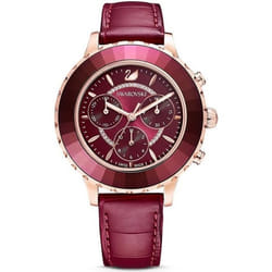 Montre - Swarovski - Octea Lux Chrono - Cuir Rouge - Chronomètre - 39.5 mm
