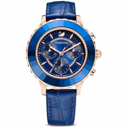 Montre - Swarovski - Octea Lux Chrono - Cuir - Bleu - Femme