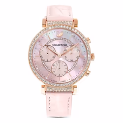 Montre - SWAROVSKI - Passage Chrono - Cuir rose - Étanchéité 5 ATM - Quartz