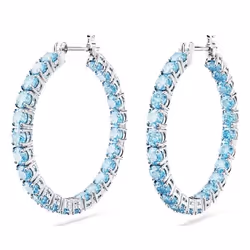 Swarovski 5647446 boucle d'oreille Boucles d'oreilles à clipser Métal Bleu, Argent