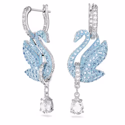Swarovski Swan, Femelle, Métal, Fleurs et feuilles, Bleu, Argent