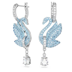 Swarovski Swan Boucles d'oreilles à clipser Métal Bleu, Argent