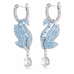 Swarovski Swan Boucles d'oreilles à clipser Métal Bleu, Argent
