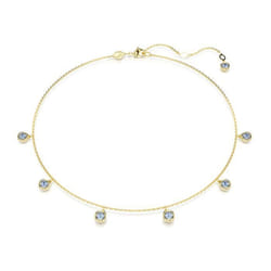 Collier - SWAROVSKI - Imber - Plaqué or - Cristaux ronds bleus - Longueur 38 à 45 cm