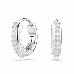 Boucles doreilles - Swarovski - Matrix - Créoles argentées - Cristaux blancs - 8 mm diamètre intérieur