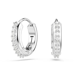 Boucles doreilles - Swarovski - Matrix - Créoles argentées - Cristaux blancs - 8 mm diamètre intérieur