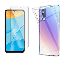 Accessoires - Vivo - Y72 5G - Coque transparente TPU - Protection écran verre trempé - Protection intégrale 360°