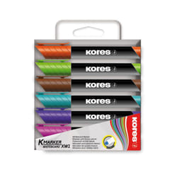 Kores M20903 marqueur indélébile Pointe biseautée Marron, Bleu clair, Vert clair, Orange, Rose, Violet 6 pièce(s)