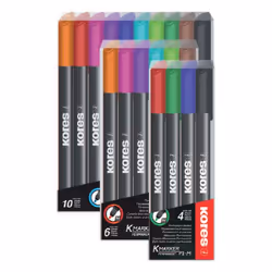 Kores M22141 marqueur indélébile Pointe ogive Noir, Bleu, Marron, Vert, Bleu clair, Vert clair, Orange, Rose, Rouge, Violet 10 pièce(s)