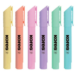 Kores TM36060 marqueur 6 pièce(s) Pointe biseautée Bleu clair, Vert clair, Orange clair, Rose clair, Violet, Jaune