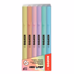 Kores TM36246 marqueur 6 pièce(s) Bleu clair, Vert clair, Orange clair, Rose clair, Violet, Jaune